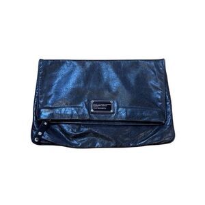 Marc By Marc Jacobs Leather Clutch Fold Over Bag Black Logo Boho